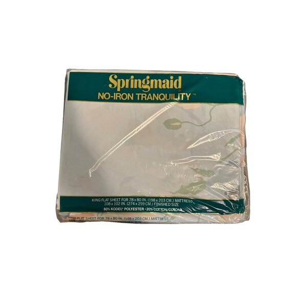 Springmaid No-Iron Tranquility King Flat Sheet 108" x 102" Windflowers Pattern 8 - Picture 1 of 5